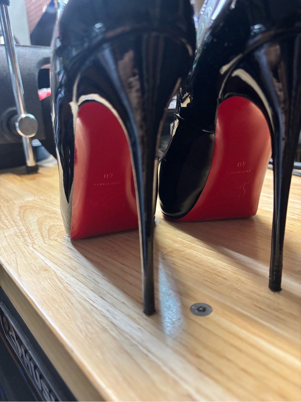 Christian Louboutin Black Patent Stiletto Heels with Red Soles